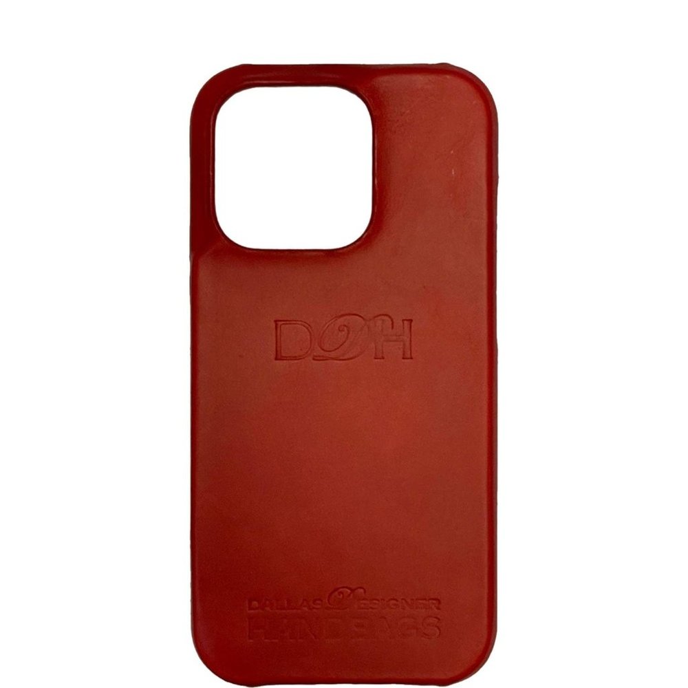 DALLAS DESIGNER HANDBAGS  Leather iPhone 15 Pro Max MagSafe Phone Case Reddish B